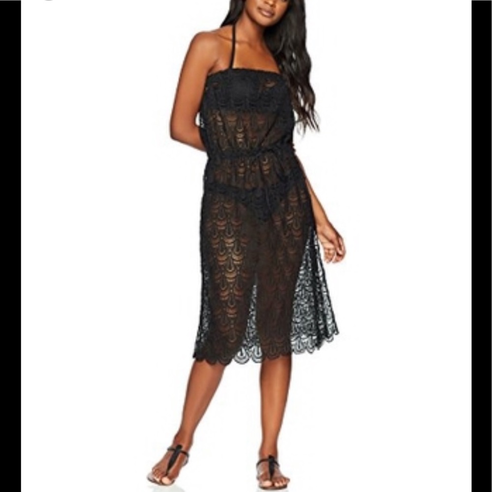 Coastal Blue black crotchet swimsuit cover up NWT - Picture 1 of 4